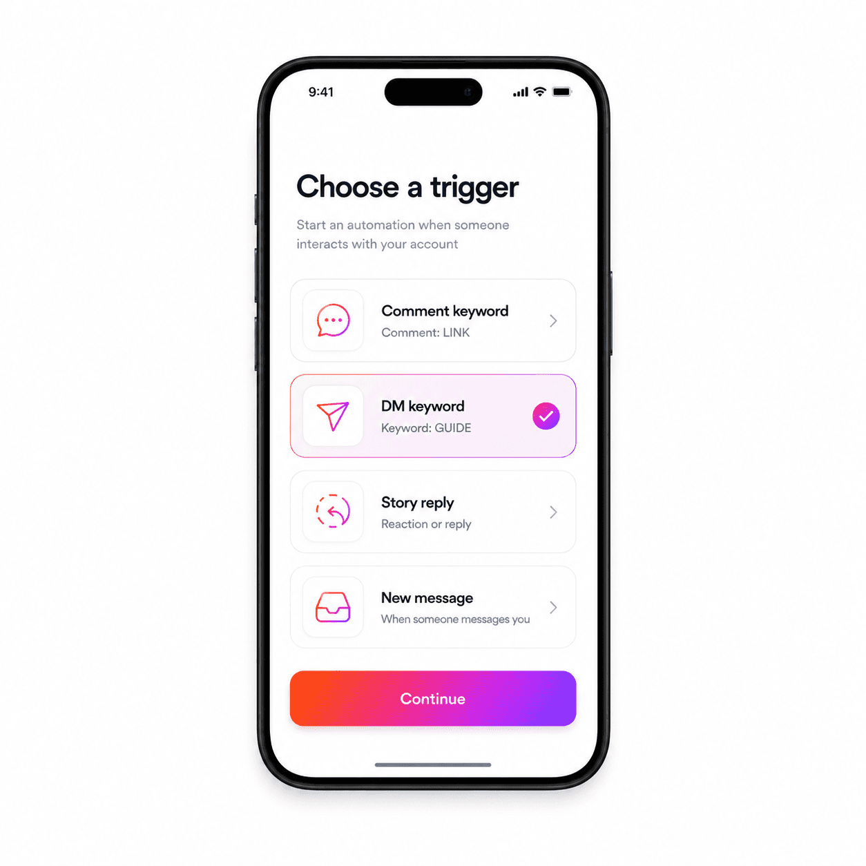 Choose an Instagram trigger