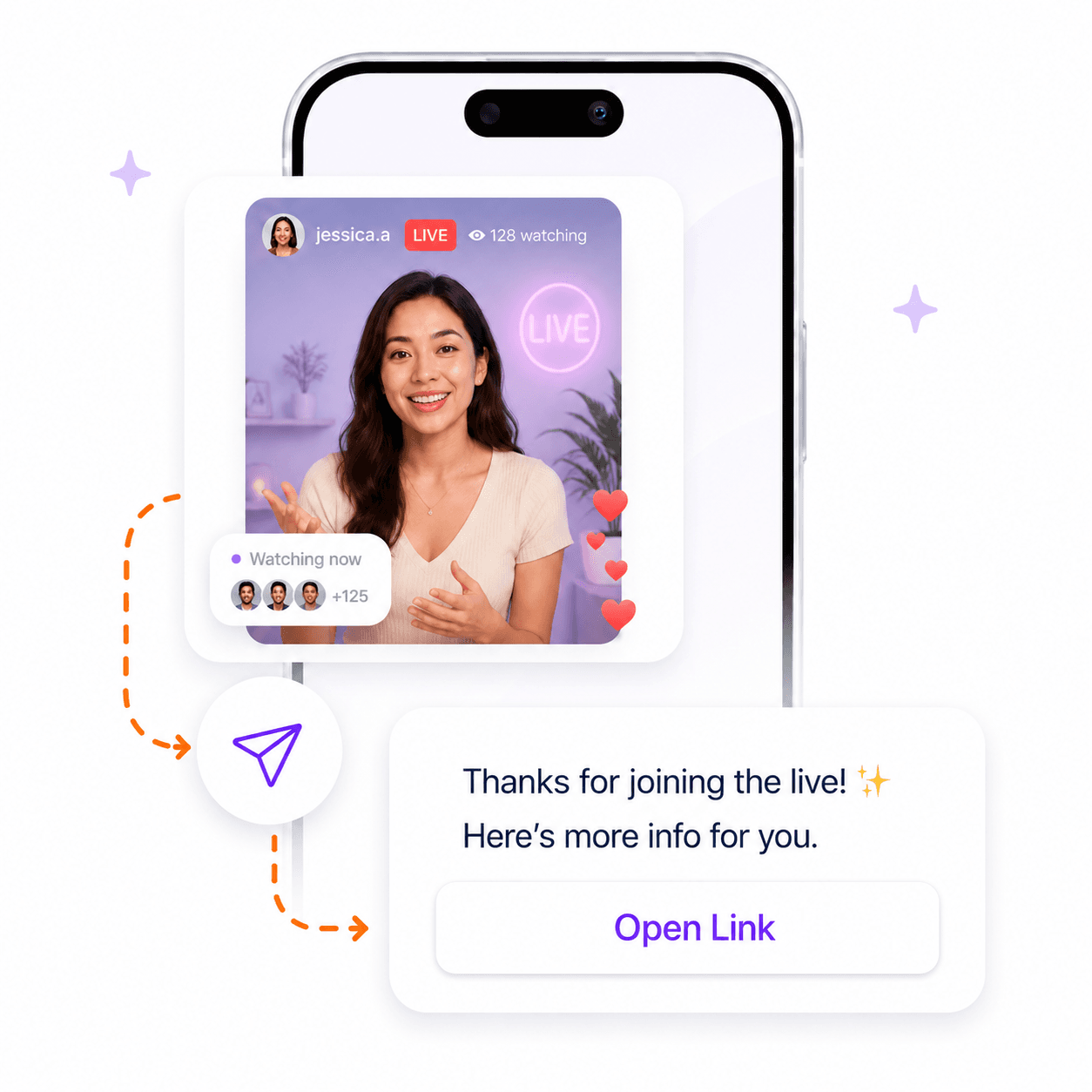Instagram Live comment automation workflow preview for sending a follow-up message after a viewer comments